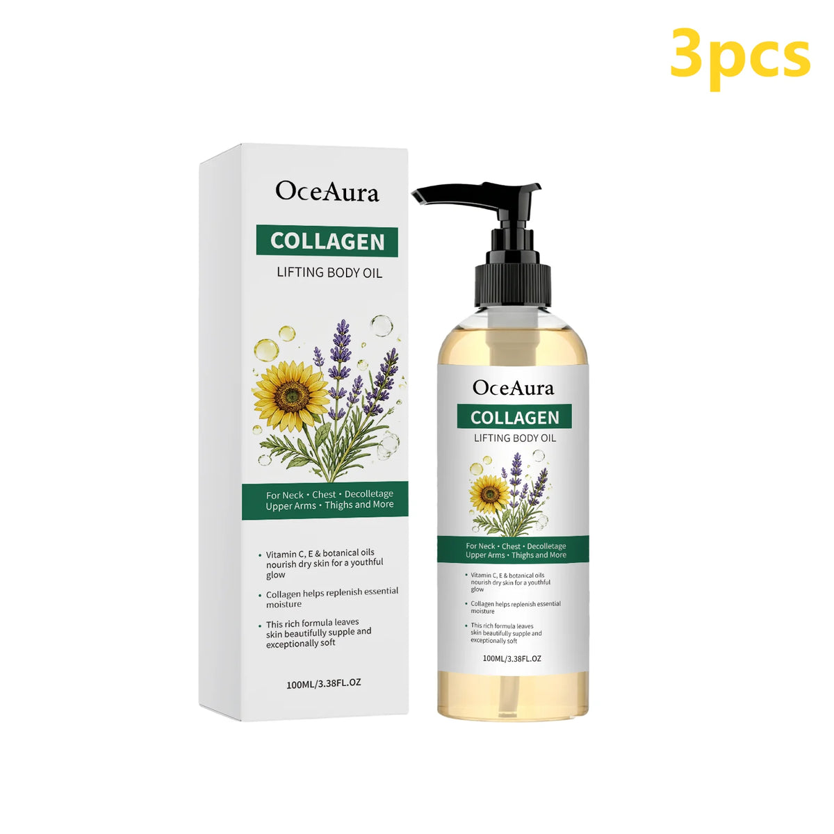 OceAura Collagen Body Oil – Lavender Firming & Moisturizing Firming Body Oil Qst 3pcs