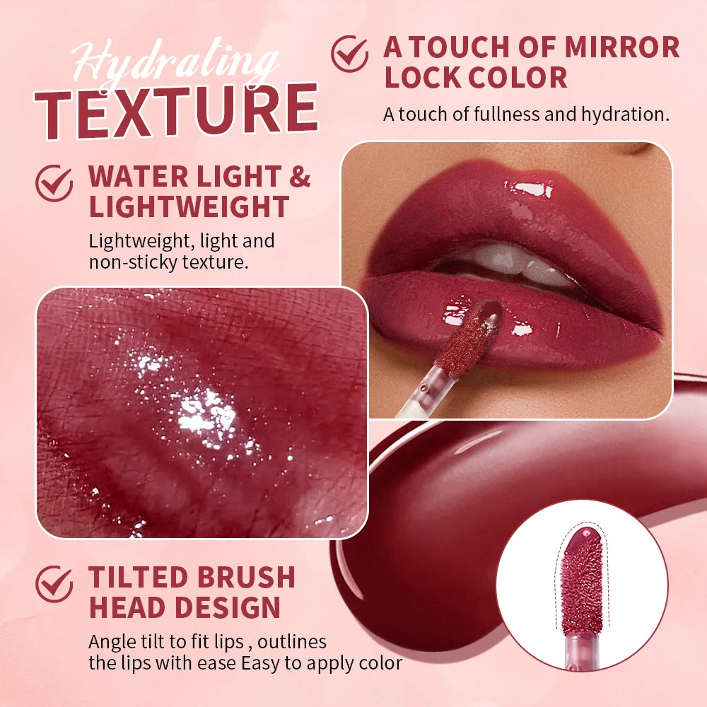 Lakerain Mirror Lip Glaze – Long-Lasting Hydrating Lip Gloss Lip Gloss Qst