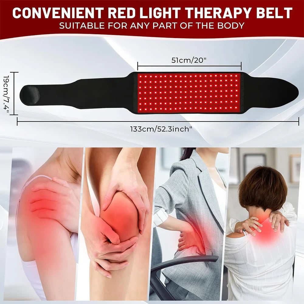 140 LED Red Light Therapy Belt 660nm 850nm – Infrared Body Wrap Red Light Therapy Belt Qst