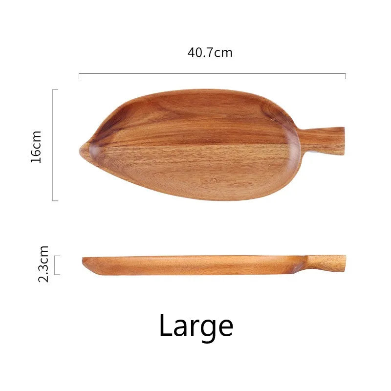 Wooden Leaf Serving Plate – Waterproof Tray for Steak & Sushi Wooden Serving Tray Qst L