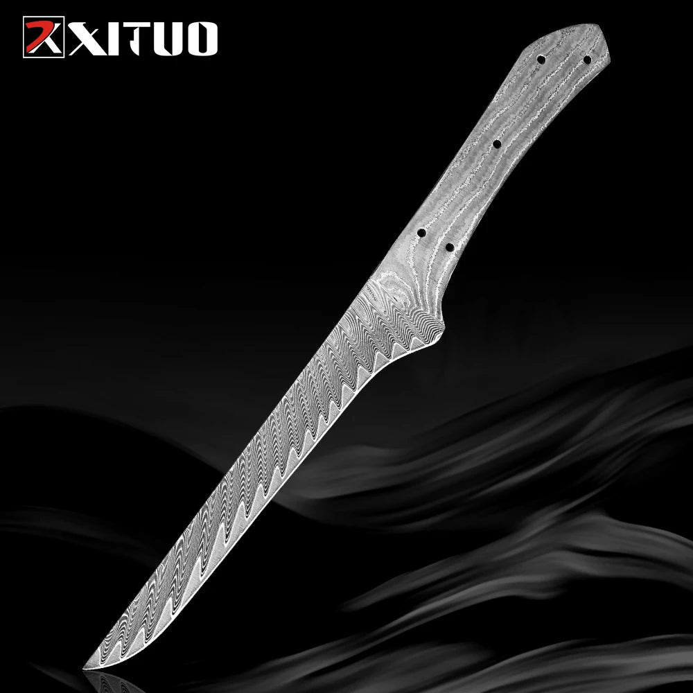 67-Layer Damascus Steel Boning Knife Blank Blade – Full Tang DIY Knife Blank Blade Qst KTDP-JZ-R7