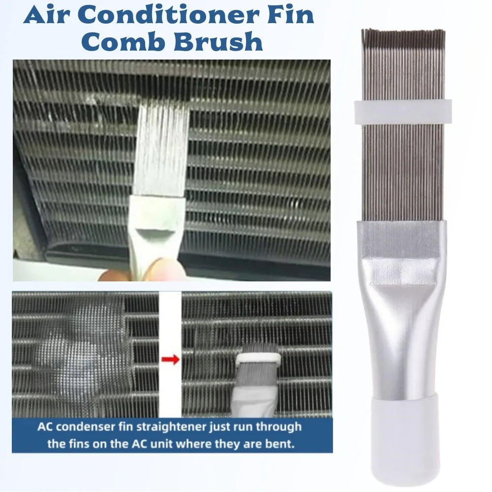 AC Condenser Fin Cleaning Brush & Comb – Stainless Steel AC Fin Cleaning Tool Qme