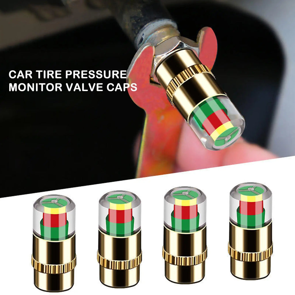 Tire Pressure Monitor Valve Cap Gauge 4-Pack – Car Alert Caps Tire Pressure Gauge Cap Qme