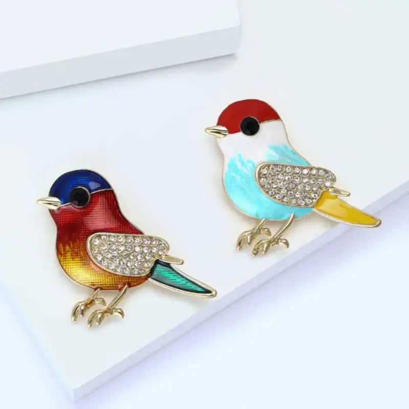 Rhinestone Sparrow Bird Brooch – Enamel Animal Lapel Pin Enamel Lapel Pin Qme