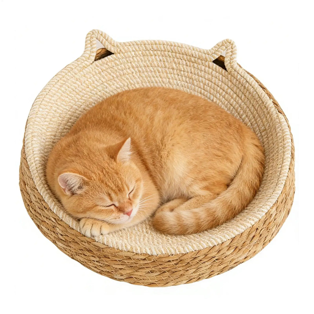 Boho Cotton Rope Cat Scratch Bowl Bed – Kitten Ear Design Cat Scratch Bed Qst
