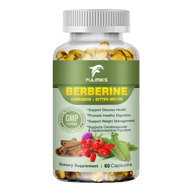 Berberine Capsules – Ceylon Cinnamon, Bitter Melon & Milk Thistle Herbal Supplement Qst 60 PCS