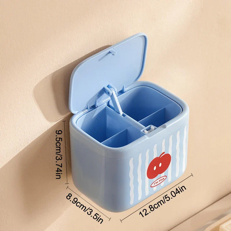Cotton Swab Q-Tip Organizer with Lid – Vanity Storage Box Bathroom Organizer Qme