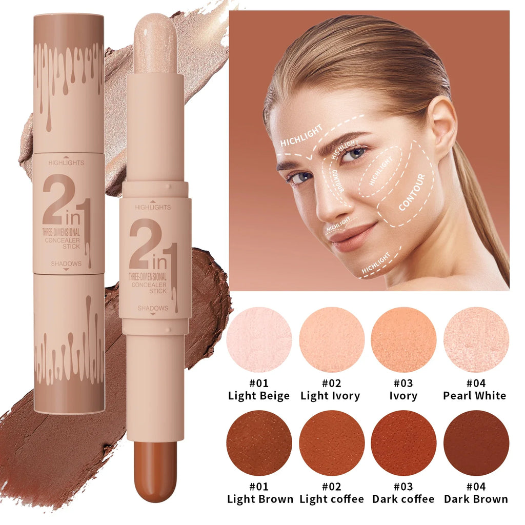 Qme Double-Ended Highlight & Contour Stick – 3D Sculpting Highlight Contour Stick Qme