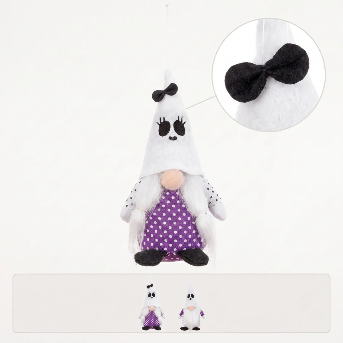 Handmade Fabric Halloween Gnome Ornaments – Faceless Décor Set Halloween Gnome Ornament Qme