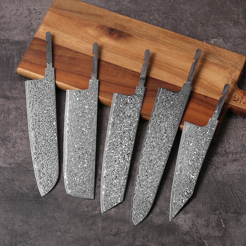 Damascus Steel Chef Knife Blank Blade – DIY Full Tang Forged Knife Blank Blade Qst