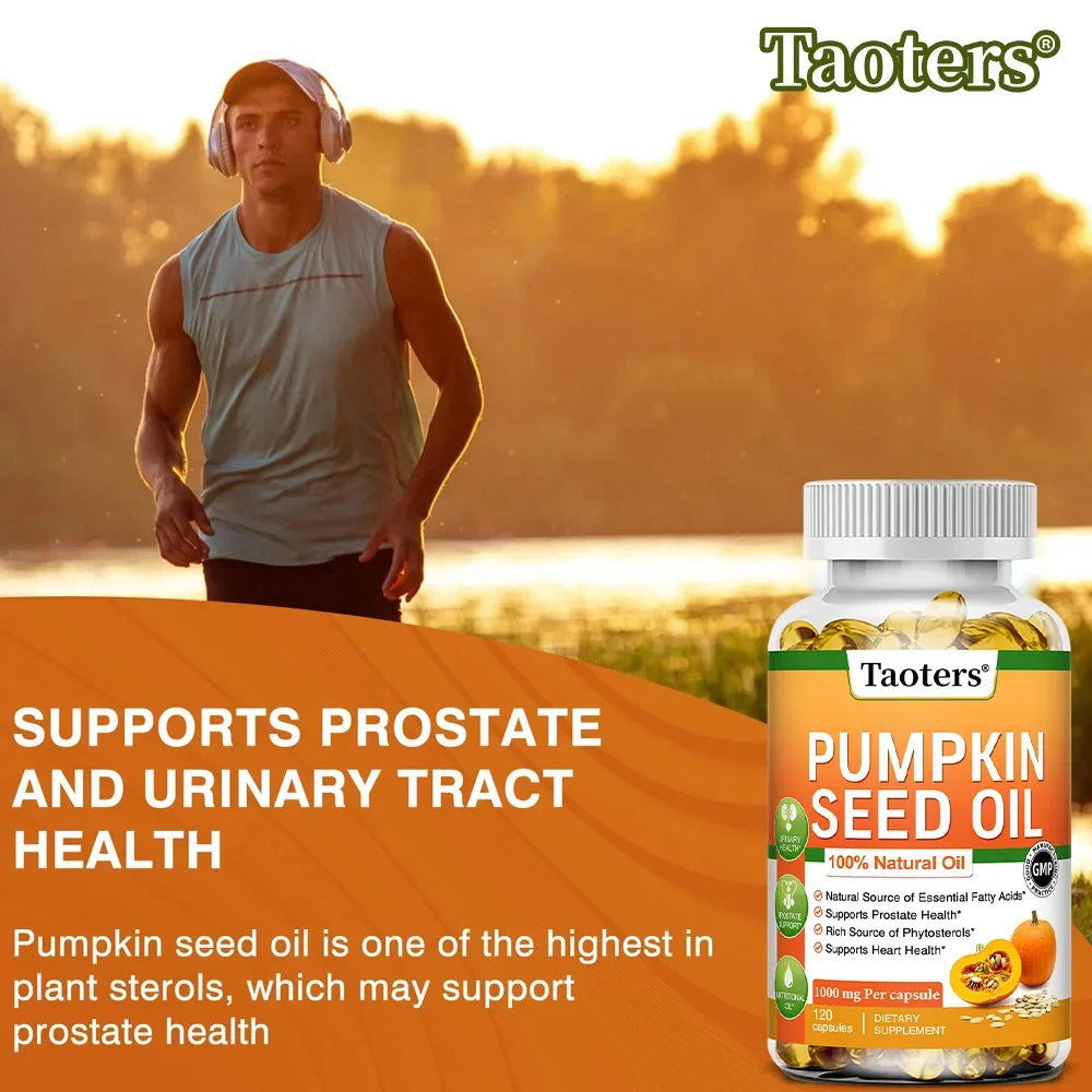 Pumpkin Seed Oil Capsules 120ct – Urinary & Hair Support Herbal Oil Capsules Qst