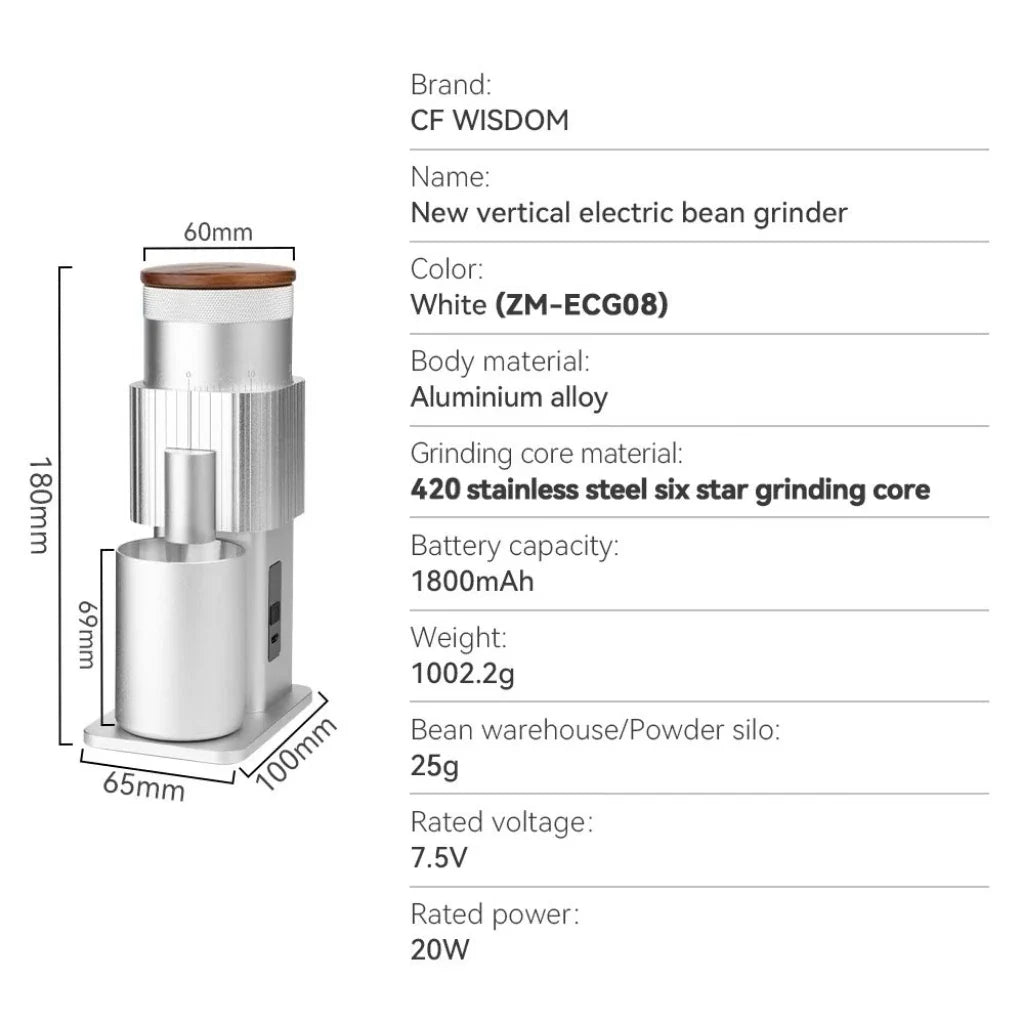 USB Rechargeable Portable Electric Coffee Grinder | Qme Electric Coffee Grinder Qme ZM-ECG08