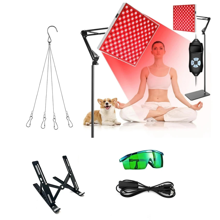 MasterGrow 225 LED Red Light Therapy Panel 660nm 850nm Red Light Therapy Panel Qst Lamp Floor Bracket2