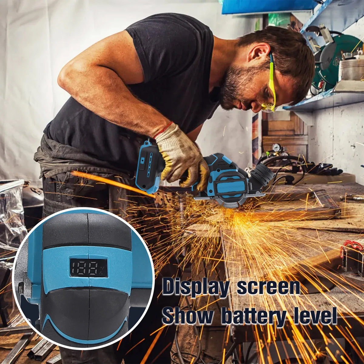 Cordless Angle Grinder 14000RPM Brushless Kit + 4 Discs Cordless Angle Grinder Qst