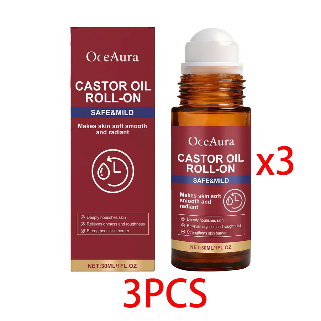 OceAura Castor Oil Roll-On Face Serum – Nourishing 30ml Face Serum Roller Qst 3 PCS