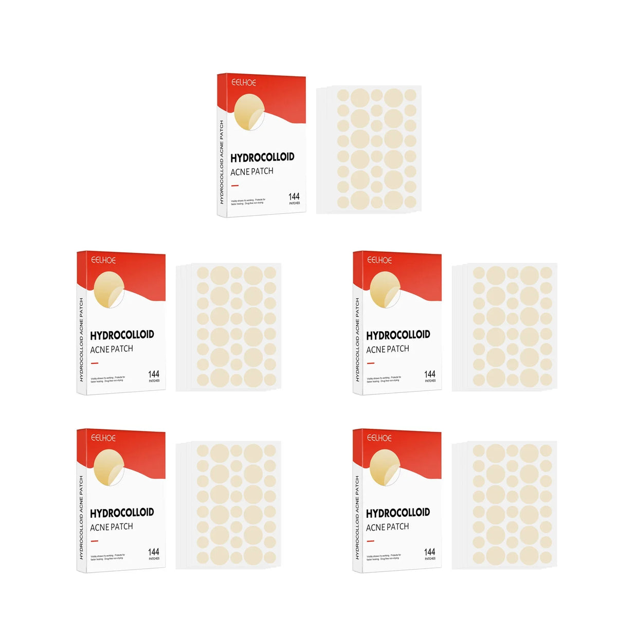 Hydrocolloid Acne Patches – 2 Sizes, Invisible & Makeup-Friendly Acne Patches Qme 5 x 144pcs Boxed