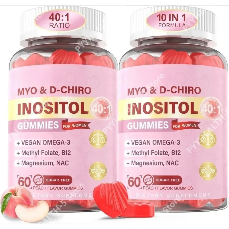 Myo-Inositol D-Chiro Gummies 2000mg 40:1 Vegan 60ct Inositol Supplement Gummies Qst
