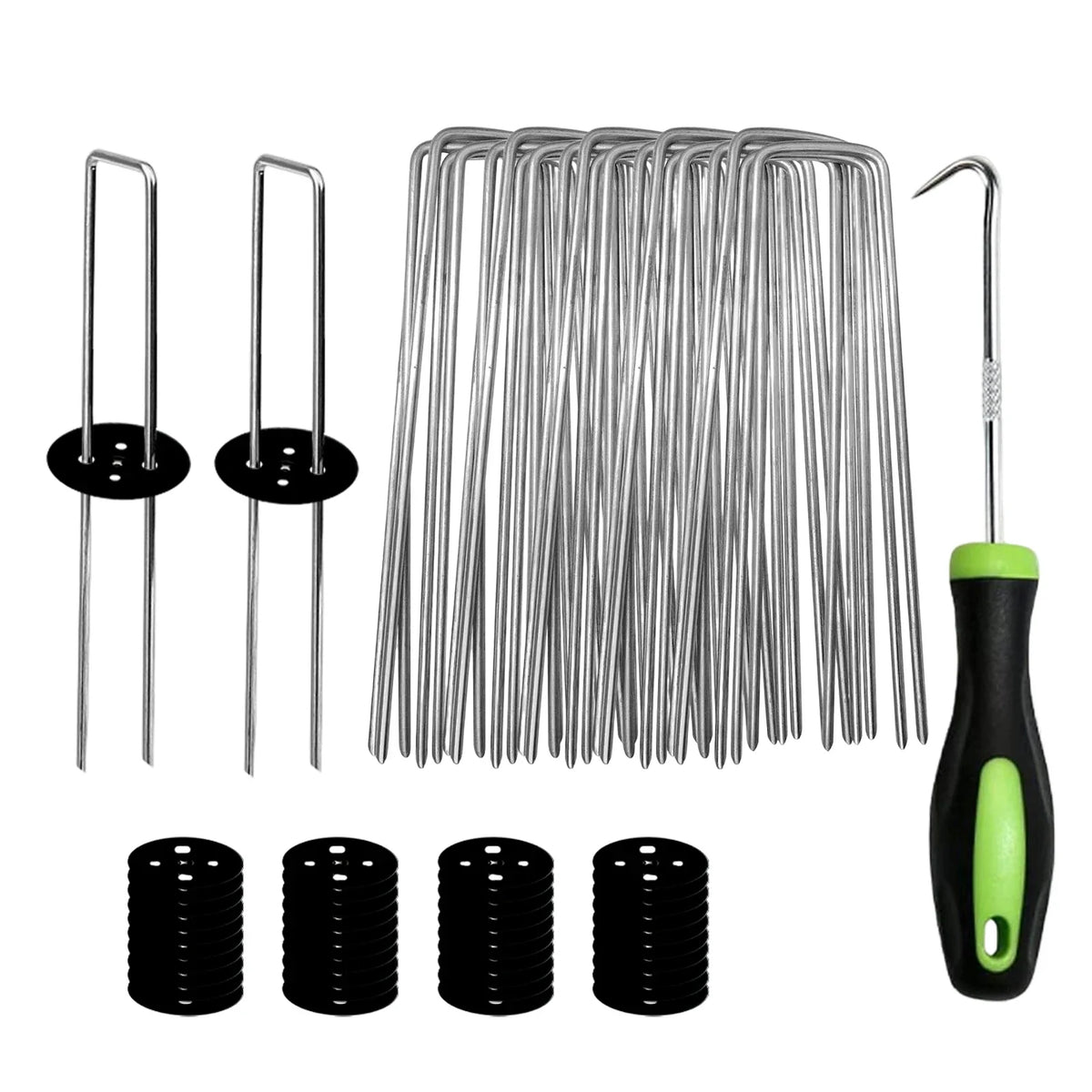 U-Shaped Galvanized Landscape Stakes – Heavy Duty Garden Nails Landscape Staples Qme D
