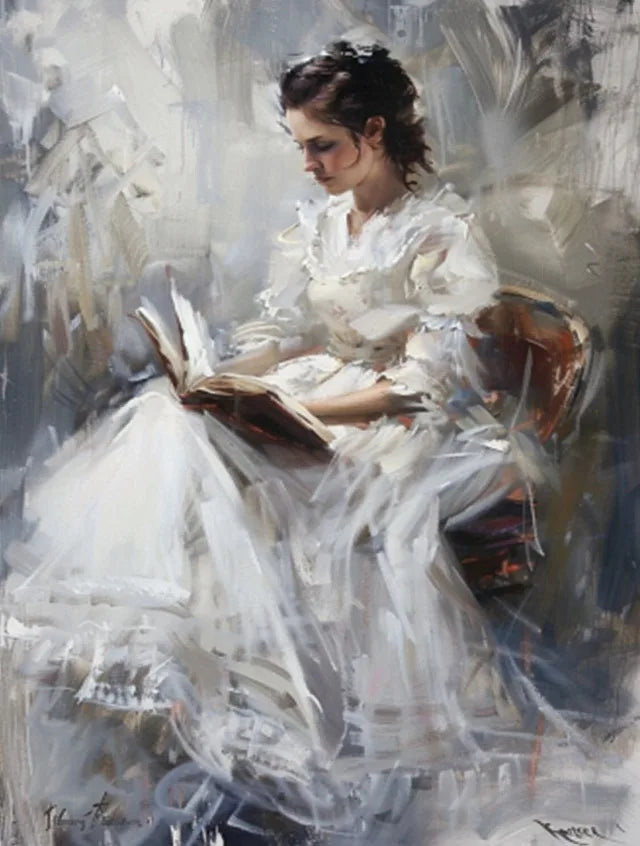Vintage Female Reading Canvas Wall Art Print | Home Décor Canvas Wall Art Print Qst 13 20x30cm Unframed