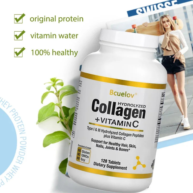Hydrolyzed Collagen Peptides with Vitamin C – Hair, Skin & Nails Collagen Supplement Qst