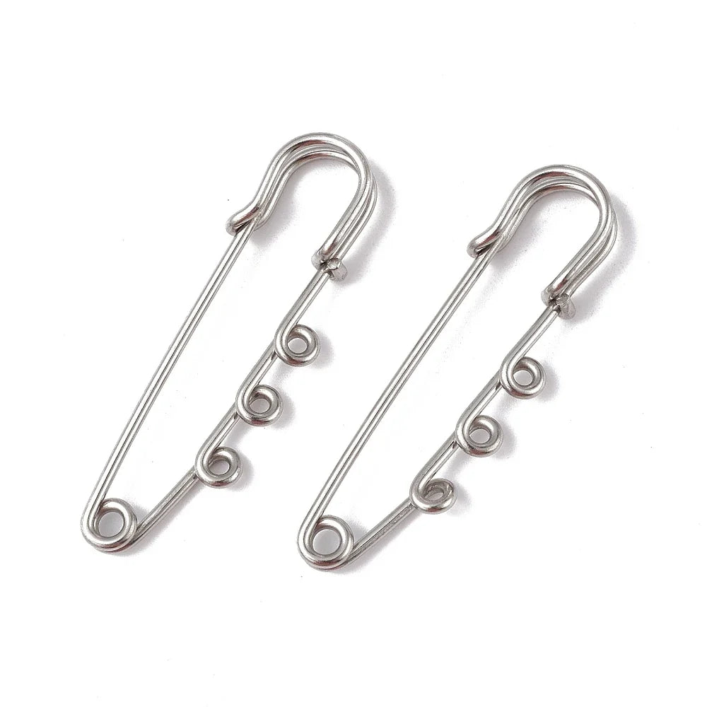 Triple Loop Stainless Steel Safety Pins for Lapel Pin Making – 20pcs Lapel Pin Findings Qme Silver