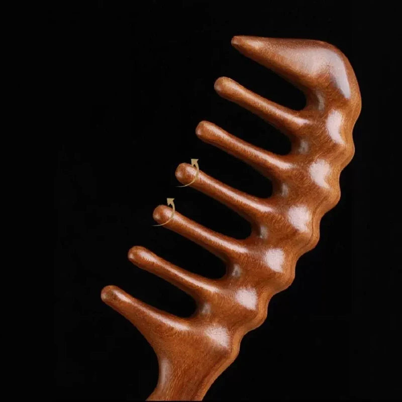 Natural Sandalwood Anti-Static Wooden Hair Comb & Massager Wooden Hair Comb Qme