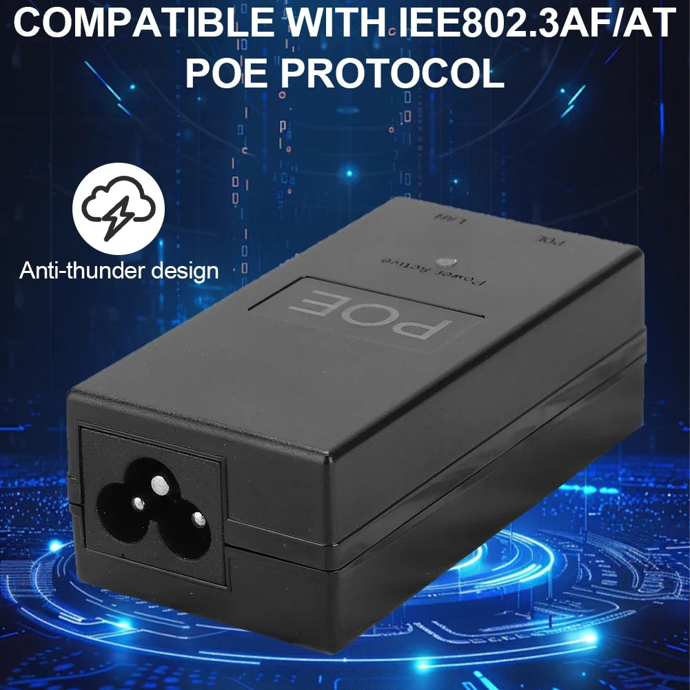 24V 48V Desktop PoE Power Injector Ethernet Adapter for CCTV PoE Power Injector Qme