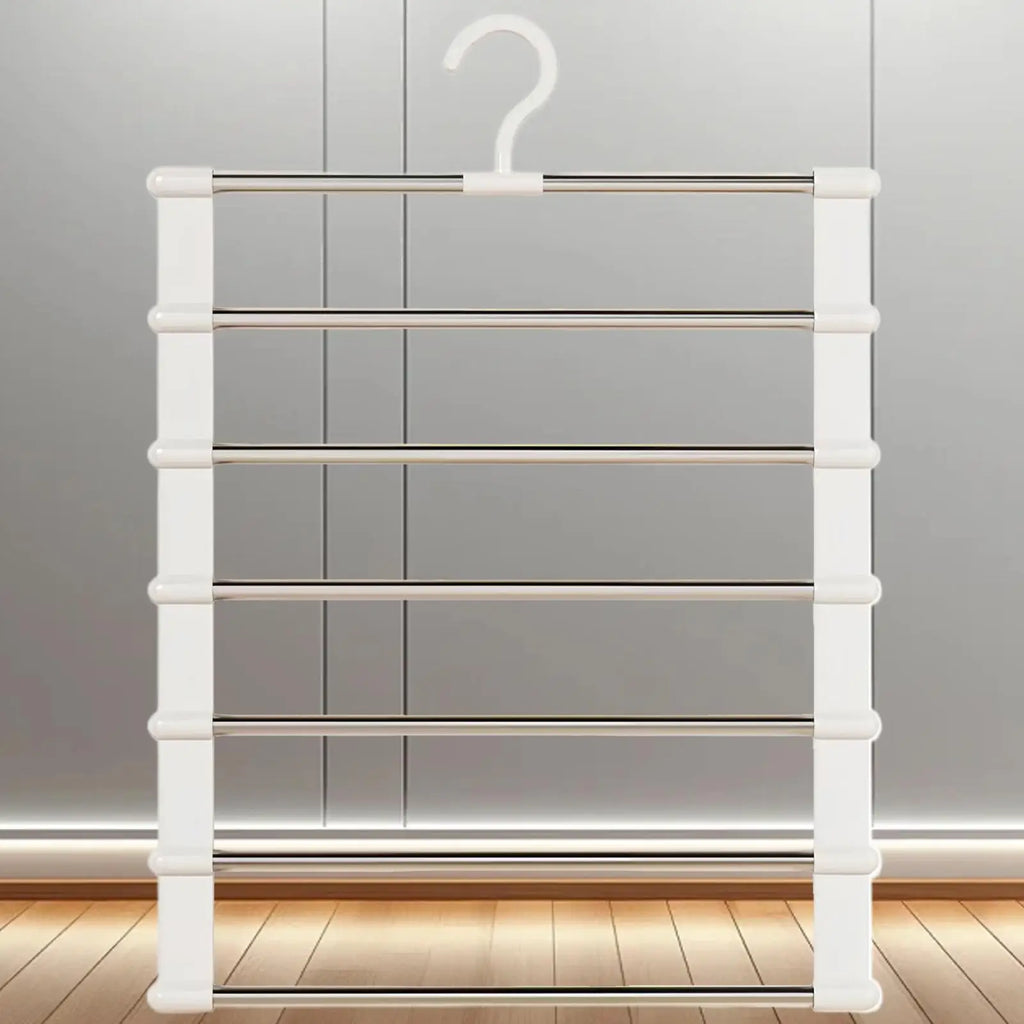 Bamboo 6-Layer Foldable Trouser Hanger Rack – Set of 2 Trouser Hanger Rack Qme