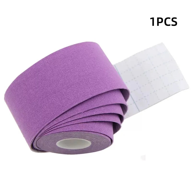 Kinesiology Sports Tape – Elastic, Waterproof, 18 Colors, 5m x 5cm Kinesiology Sports Tape Qme Purple-1pcs