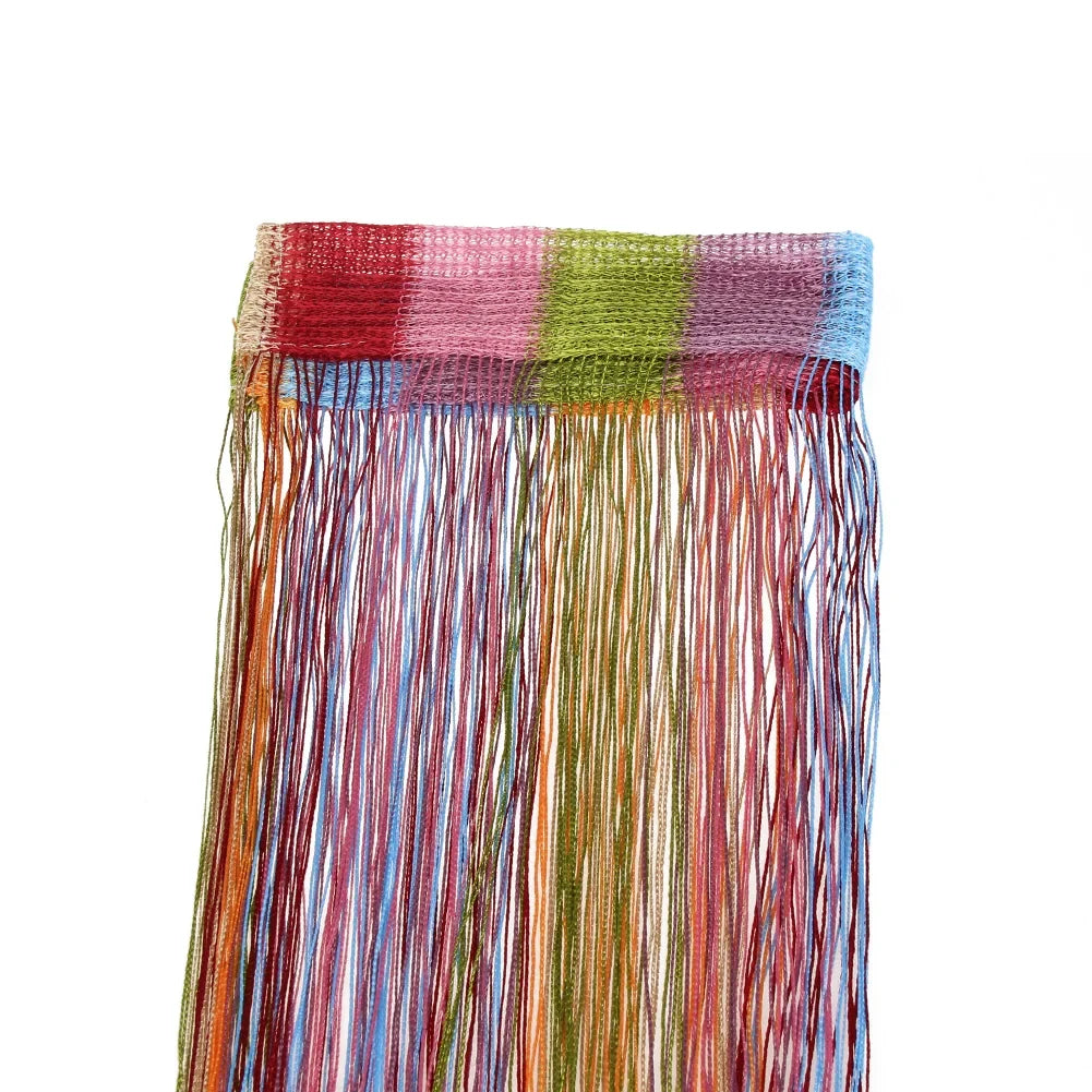 Multicolor String Curtain Wall Panel Fringe Room Divider 100x200cm String Curtain Panel Qme