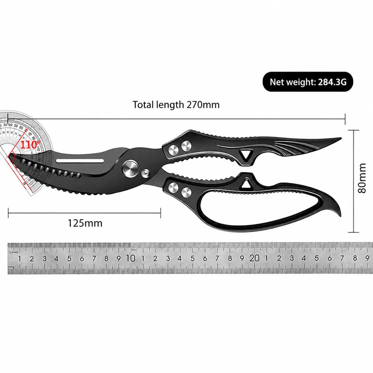 Ultra-Sharp Kitchen Scissors – Commercial Grade Stainless Steel Kitchen Scissors Qst
