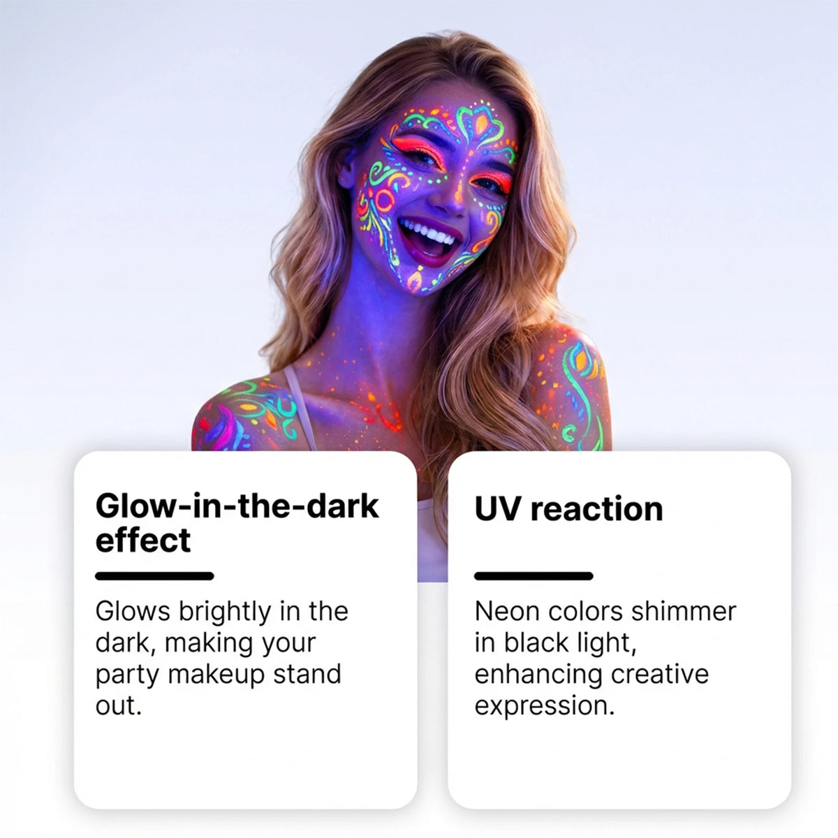 Neon UV Body & Face Paint Set – 8 Glow Colors UV Body Face Paint Qst