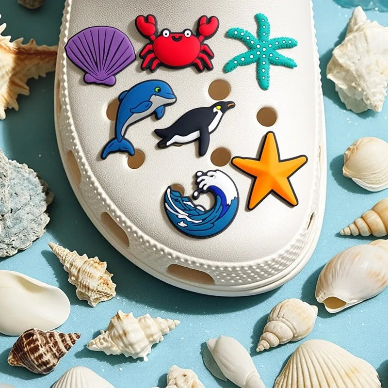 PVC Fish, Crab & Shark Shoe Charms – Cute Buckle Accessories Shoe Charms Qme