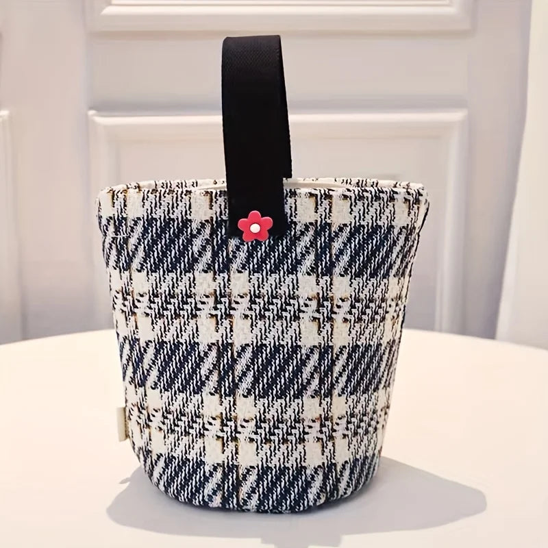 Plaid Canvas Tote Bag – Thickened Casual Storage Handbag Canvas Tote Bag Qme