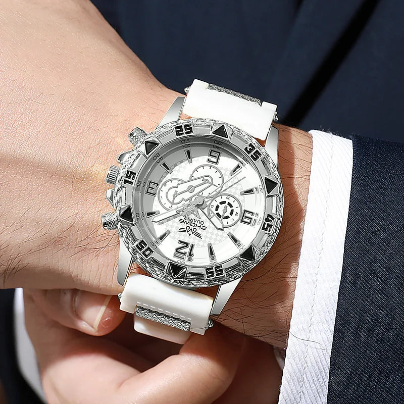 Mixed Bar Scale Dial Silicone Quartz Watch – 5 Colors Silicone Quartz Watch Qme 3