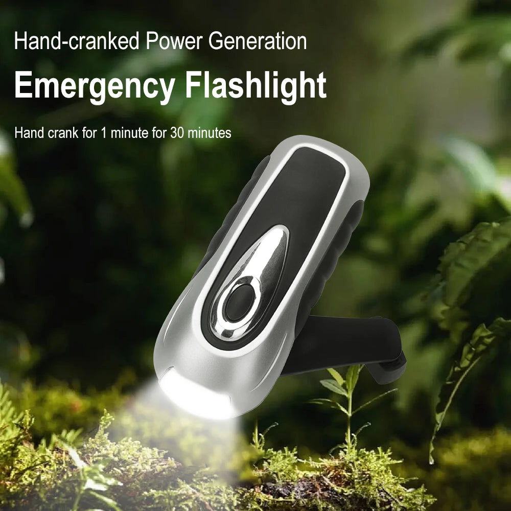 BORUIT Hand Crank LED Flashlight – Emergency Survival Torch Hand Crank Flashlight Qst