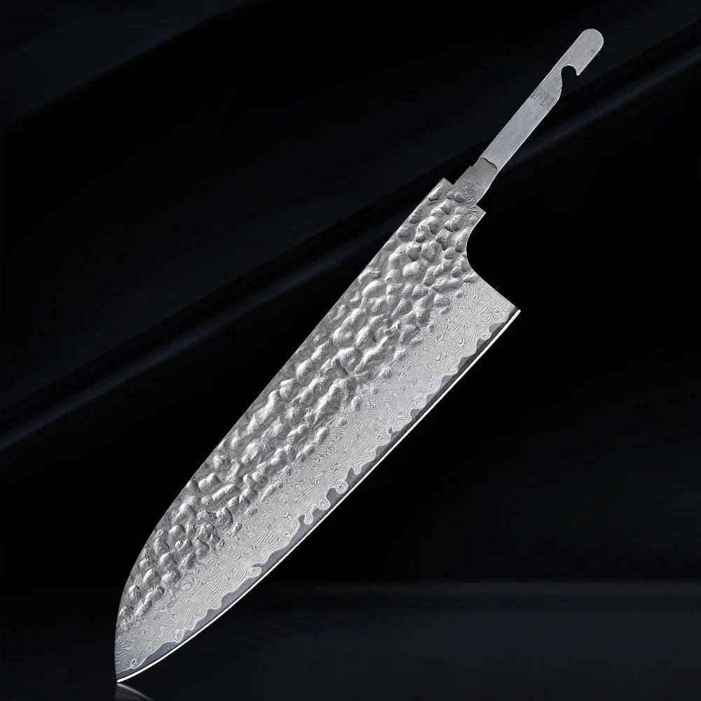 TURWHO Damascus VG10 Knife Blank Blade – DIY Kitchen Knife Knife Blank Blade Qst 7 inch Santoku