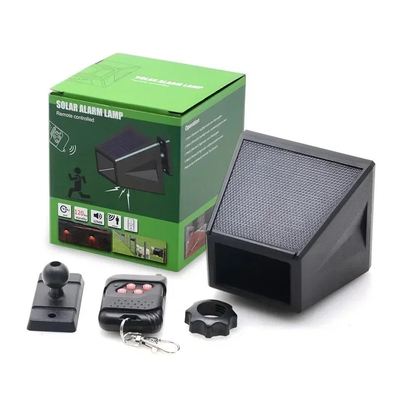 Solar Motion Sensor Alarm Light Remote Control Animal Deterrent Solar Security Light Qme