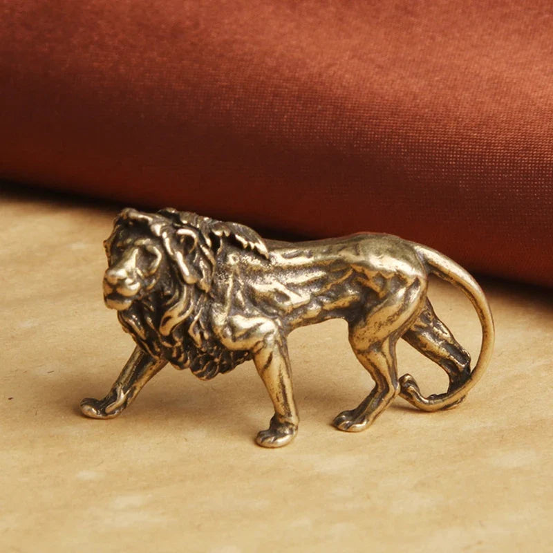 Pure Copper Lion King Miniature Figurine | Desk Décor Copper Figurine Qme
