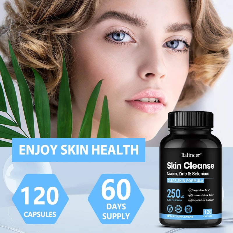 Skin Clearing Supplement – Niacin, Zinc & Selenium Capsules Skin Health Supplement Qst