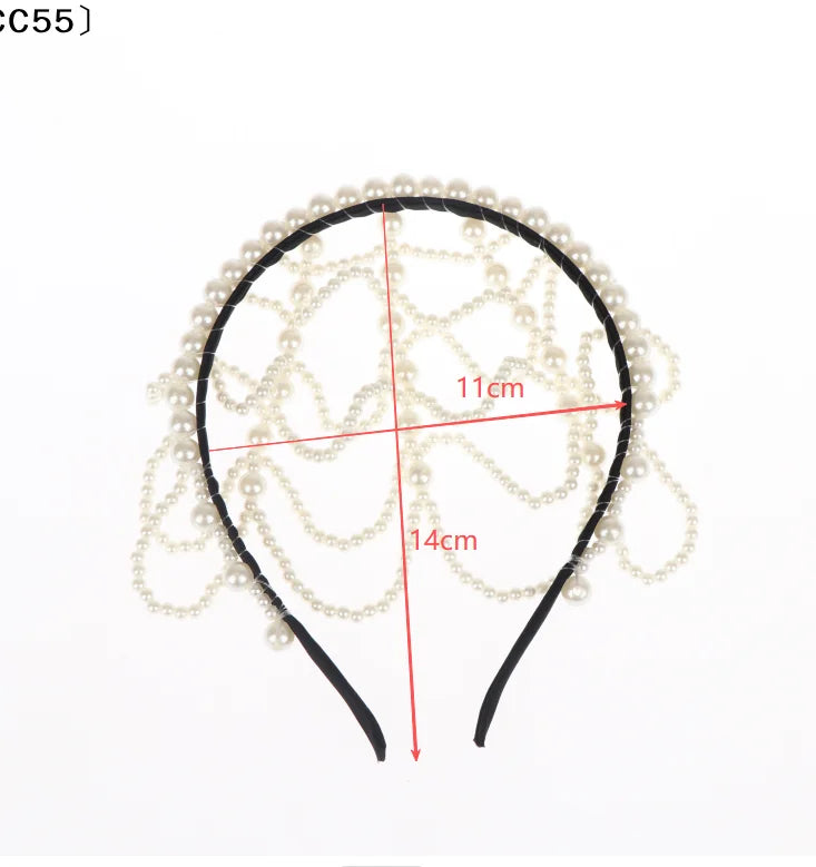 Pearl Beaded Tassel Headband – Hollow Forehead Hair Accessory Pearl Hair Headband Qst