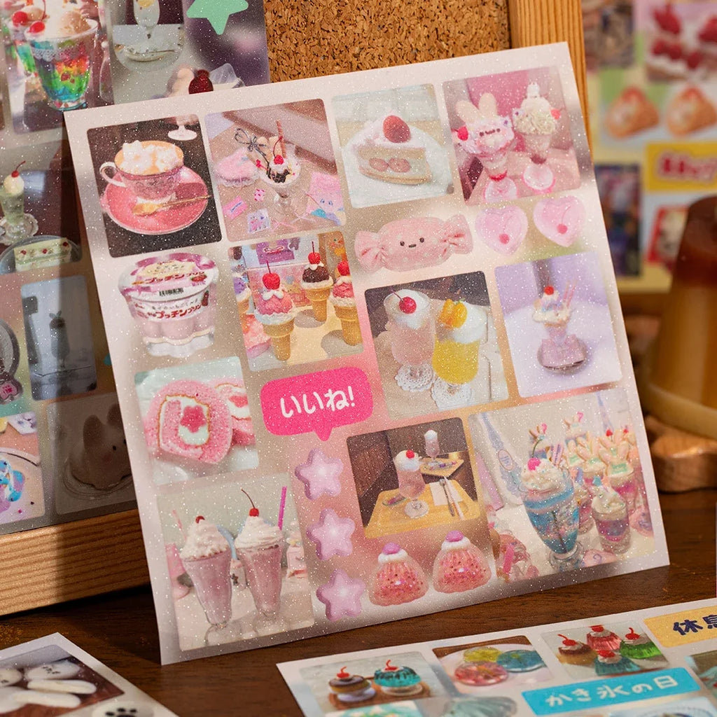 Die-Cut Sticker Book Japanese Food Dessert Vintage Showa Style Die-Cut Sticker Book Qme