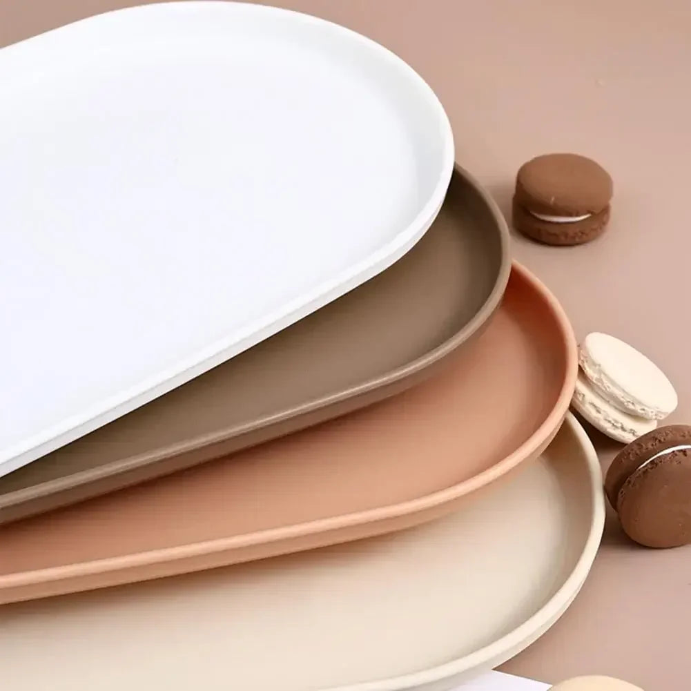 Stackable Oval Serving Plate Dessert Fruit Tray | 5 Colors Oval Serving Plate Qme