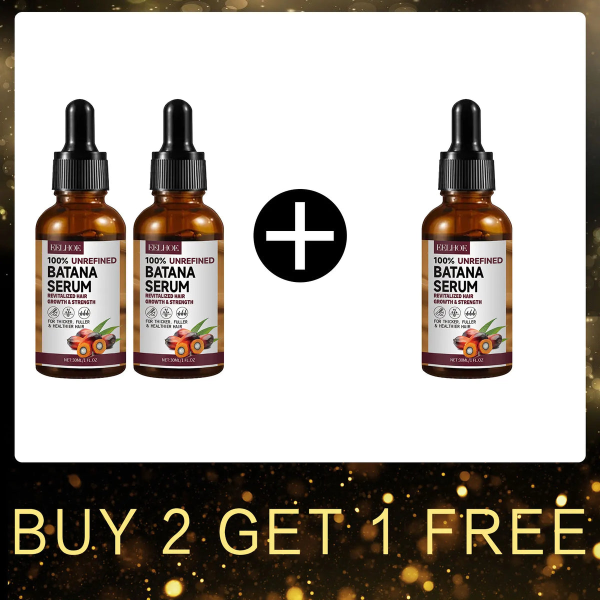 EELHOE Batana Oil Shampoo & Conditioner Hair Growth Kit Hair Growth Kit Qst 2 Oil For 1 Free