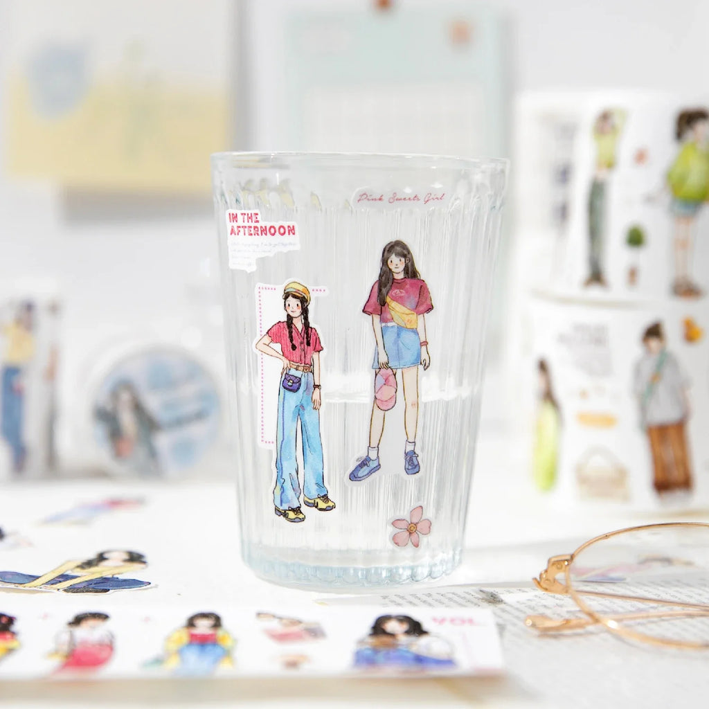Sparkling Fashion Character Washi Tape for Journaling & Crafts Decorative Washi Tape Qme