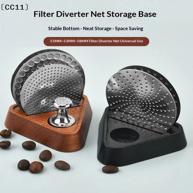 Wooden Espresso Portafilter & Puck Screen Storage Rack Coffee Accessory Rack Qme