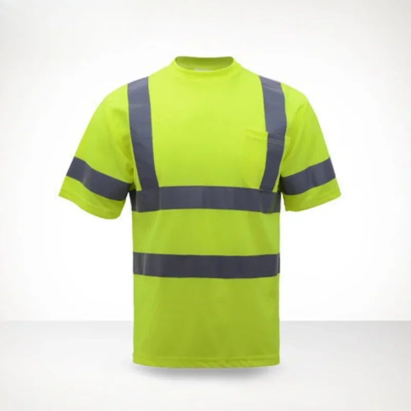 Men's Quick Dry Hi-Vis Reflective Safety Work T-Shirt Safety Work T-Shirt Qme