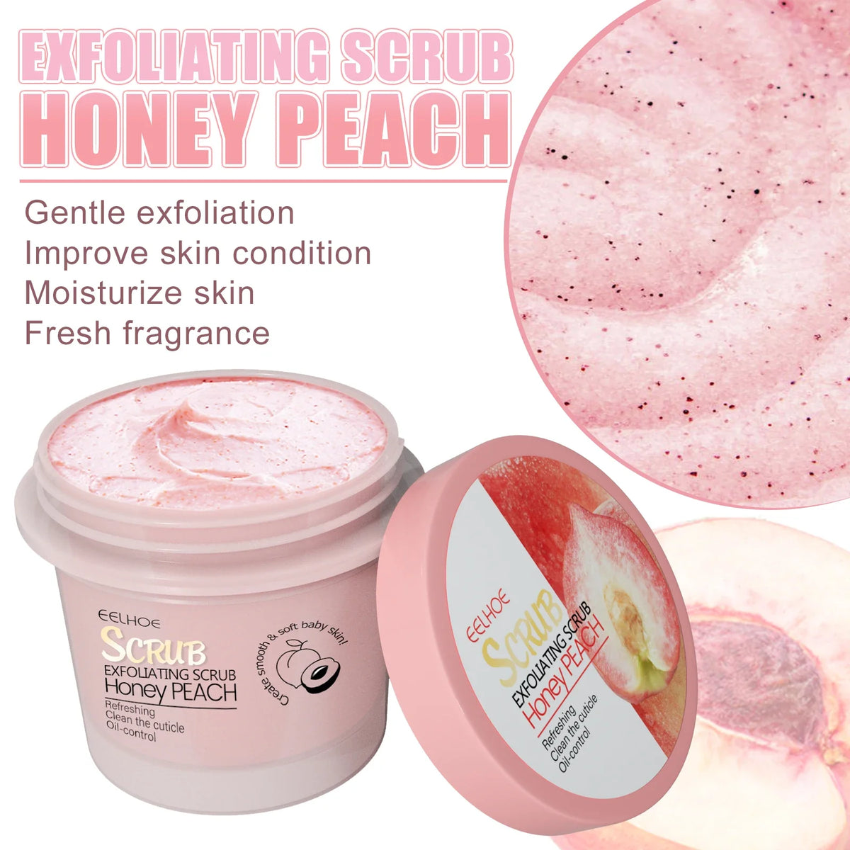 Honey Peach Body Scrub Cream – Exfoliating & Moisturizing Exfoliating Body Scrub Qme