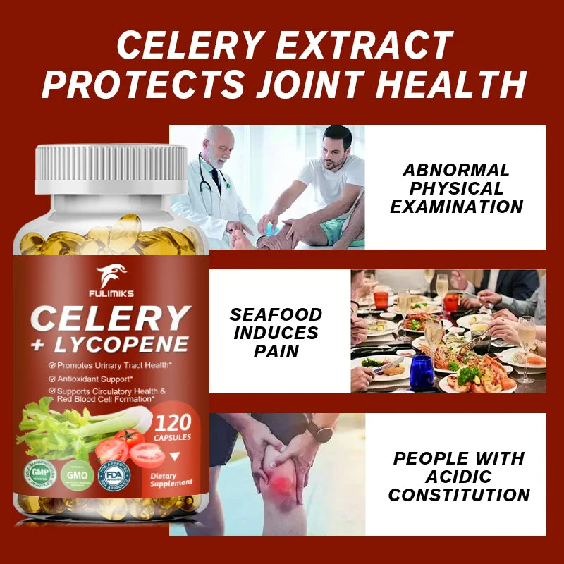 Celery Lycopene Capsules – Antioxidant & Prostate Support Non-GMO Herbal Supplement Qst