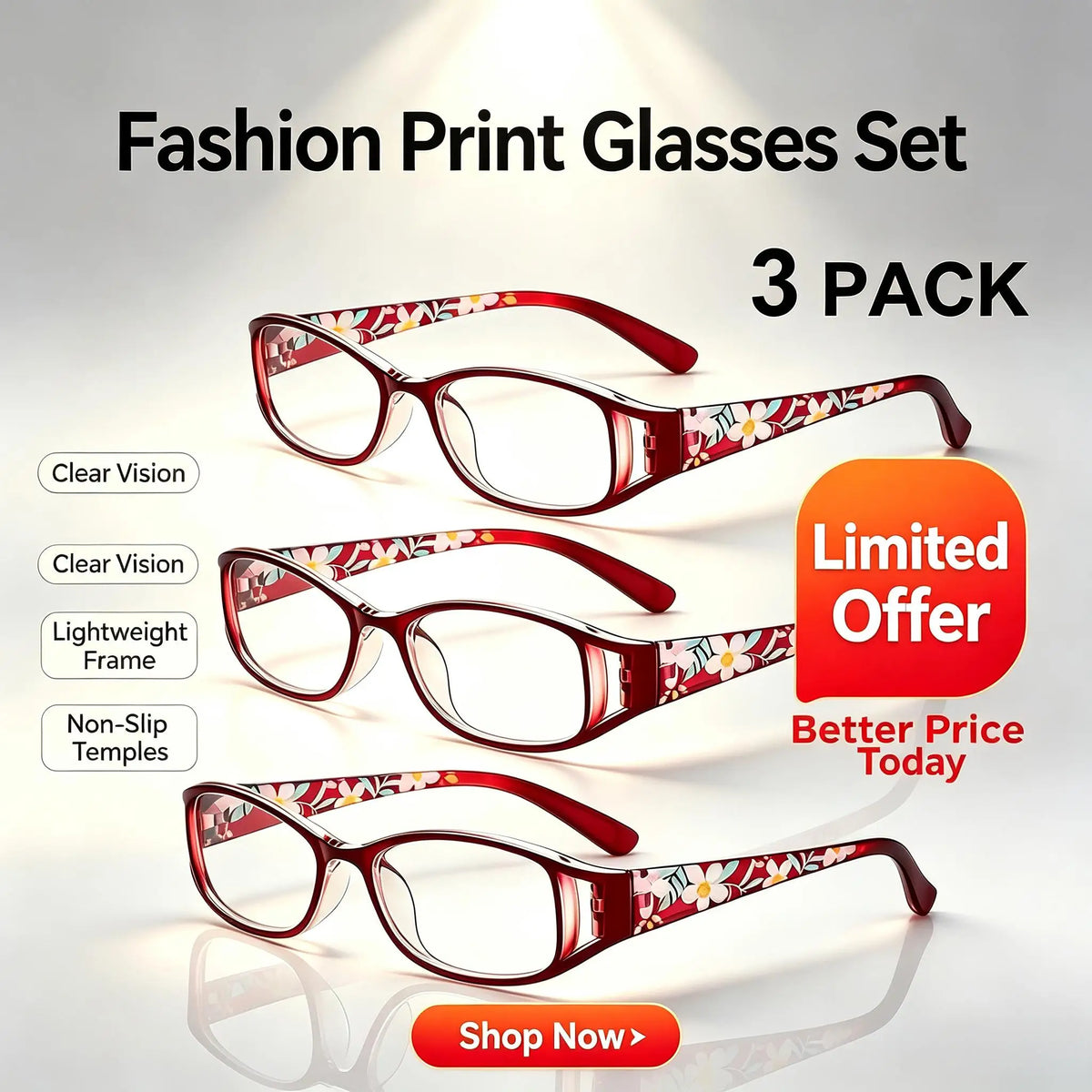 VOPHA Women's Anti-Blue Light Reading Glasses +1.00–+3.00 Reading Glasses Qst